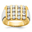 14k Two-tone Men's Polished and Textured 4-Row Ring Mounting, Mounting Only - Sophia Jewelers