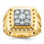 14k Two-tone Men's Polished Satin and Grooved Cluster Ring Mounting, Mounting Only - Sophia Jewelers