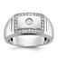 14k White Gold Men's Polished and Cut-Out 1/2 Carat AA Quality Diamond Rectangle Ring - Sophia Jewelers