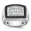 14k White Gold Men's Polished and Textured Cluster Ring Mounting, Mounting Only - Sophia Jewelers