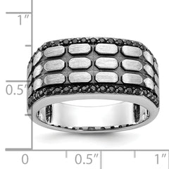 14k White Gold Men's Polished Satin and Cobblestone Textured Ring Mounting (No Stones Included)
