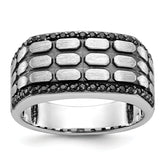 14k White Gold Men's Polished Satin and Cobblestone Textured Ring Mounting (No Stones Included)