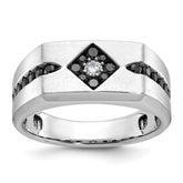 10k White Gold with Black Rhodium Men's Satin Black and White Diamond Complete Ring