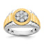 14k Two-Tone 1/2 carat Lab Grown Diamond VS/SI+ G+ Complete Ribbed Men's Cluster Ring
