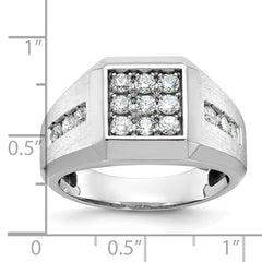10k Men's Polished and Satin 1 Carat A Quality Diamond Square Cluster Ring