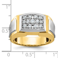 10k with White Rhodium Men's Polished and Satin 1/2 Carat A Quality Diamond Cluster Ring