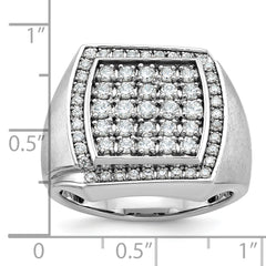 10k White Gold Men's Polished and Satin 1 1/3 Carat A Quality Diamond Cluster Ring