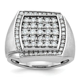 10k White Gold Men's Polished and Satin 1 1/3 Carat A Quality Diamond Cluster Ring