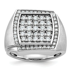 10k White Gold Men's Polished and Satin 1 1/3 Carat A Quality Diamond Cluster Ring