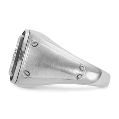 10k White Gold Men's Polished and Satin 3/4 Carat A Quality Black and White Diamond Halo Cluster Ring