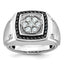 14k White Gold Men's Polished and Satin 3/4 Carat AA Quality Black and White Diamond Halo Cluster Ri - Sophia Jewelers