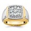 10k Two-tone Men's Polished and Satin 1 Carat A Quality Diamond Square Cluster Ring