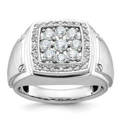 14k Two-tone Men's Polished and Satin 1 Carat Lab Grown Diamond Square Cluster Ring - Sophia Jewelers