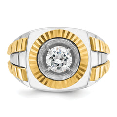 10k Two-tone Men's Polished and Textured Ring Mounting (No Stones Included)