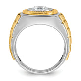 14k Two-tone Men's Polished and Textured Ring Mounting (No Stones Included)