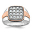 14k White and Rose Gold Men's Polished and Satin 1 Carat AA Quality Diamond Cluster Ring - Sophia Jewelers