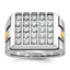 14k Two-tone with Black Rhodium Men's Polished and Grooved 5-Row 1 3/4 Carat AA Quality Diamond Clus - Sophia Jewelers
