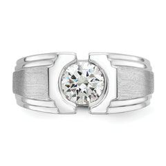 14k White Gold Men's Polished and Satin Diamond Ring Mounting (No Stones Included)