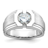 14k White Gold Men's Polished and Satin Diamond Ring Mounting (No Stones Included)