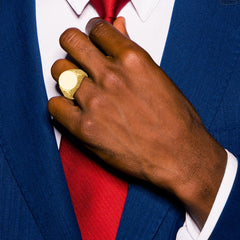 14k 18.5x15.75mm Men's Round Signet Ring