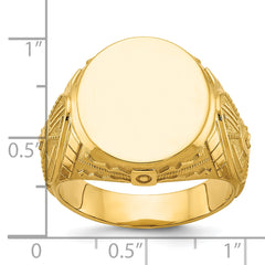 14k 18.5x15.75mm Men's Round Signet Ring