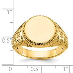 14k 12.5x12.5mm Men's Round Signet Ring