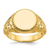 14k 12.5x12.5mm Men's Round Signet Ring