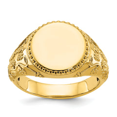 14k 12.5x12.5mm Men's Round Signet Ring