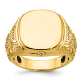 14k 16.5x14.8mm Men's Cushion Signet Ring
