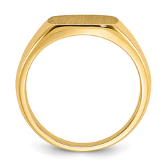 14k 12x12mm Men's Satin Top Cushion Signet Ring