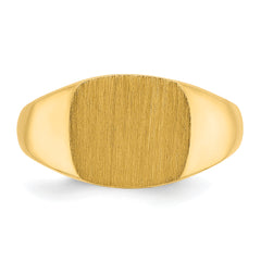 14k 12x12mm Men's Satin Top Cushion Signet Ring