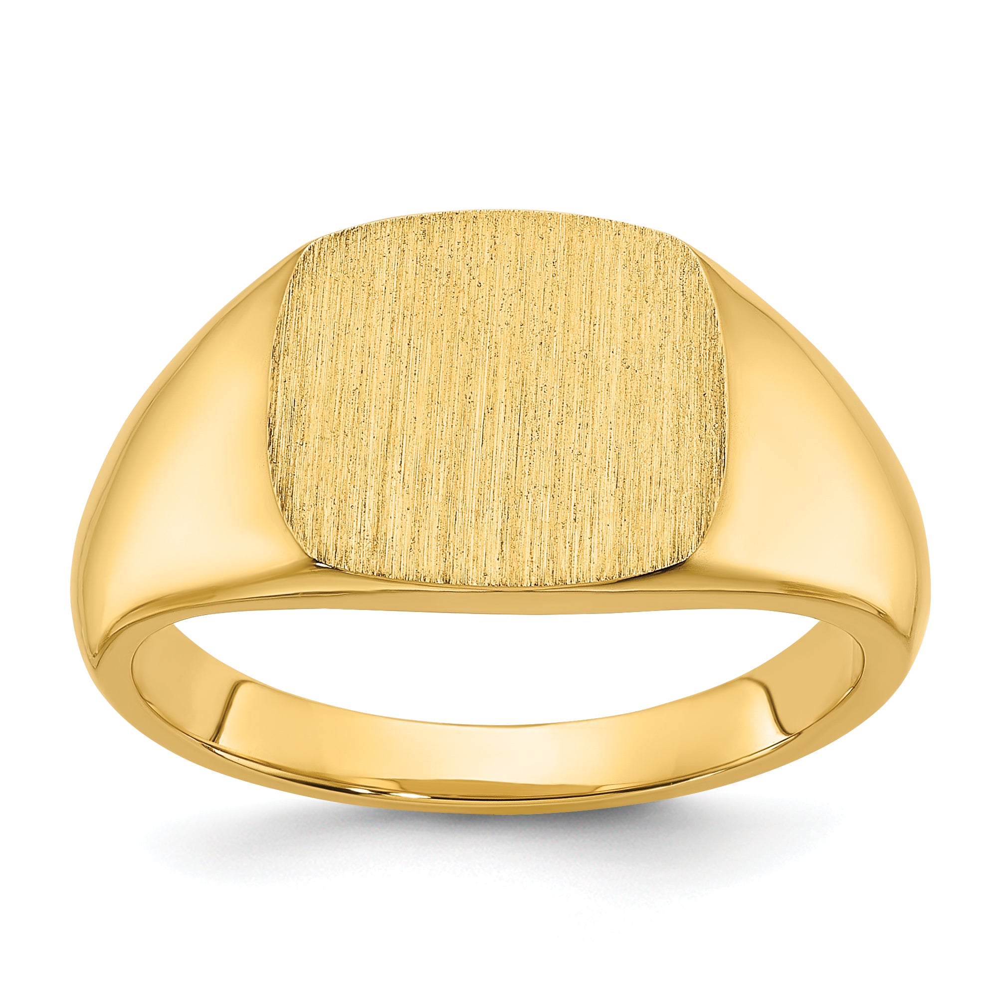 14k 12x12mm Men's Satin Top Cushion Signet Ring