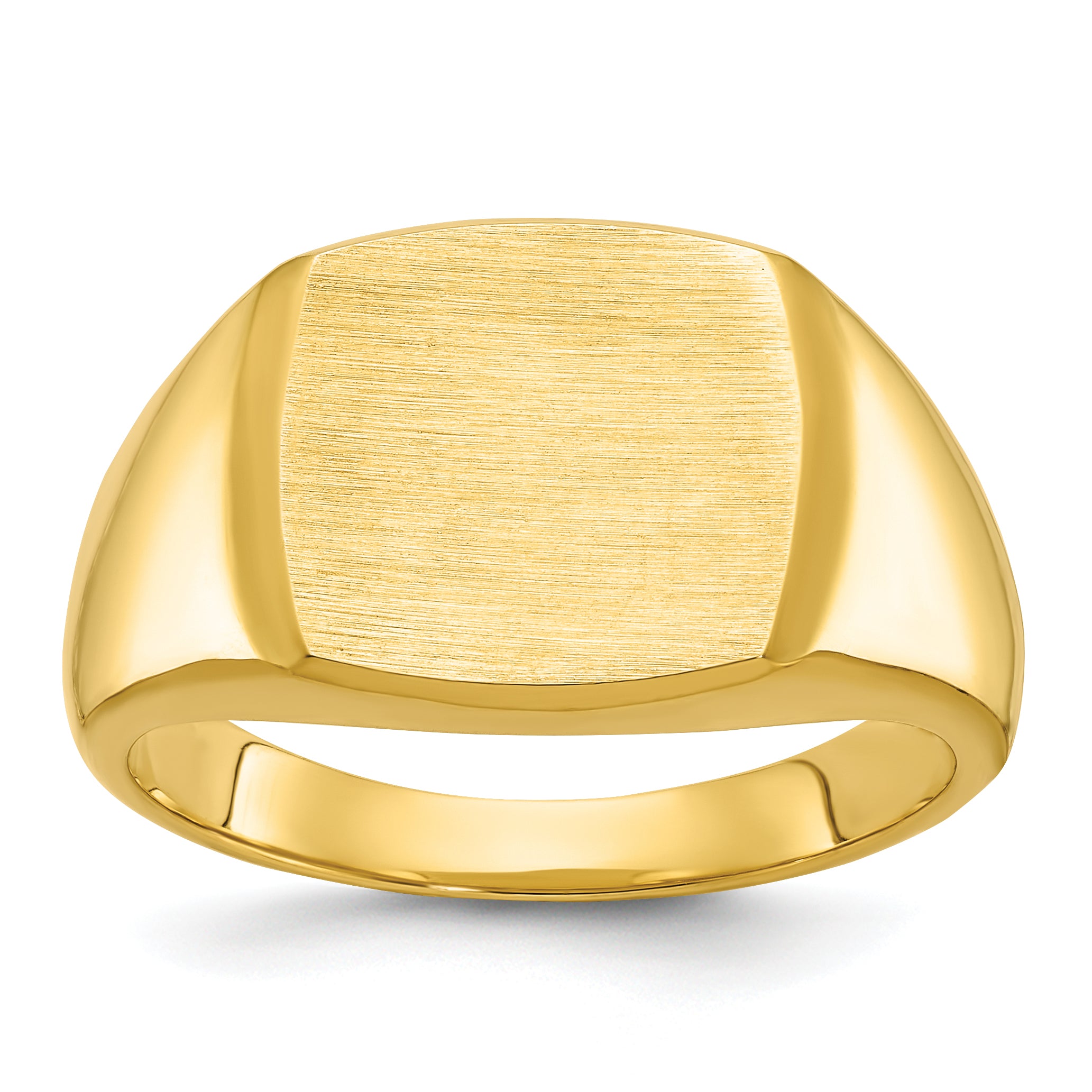 14k 14x14mm Men's Cushion Signet Ring