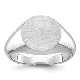 14k White Gold 16x14mm Men's Round Signet Ring