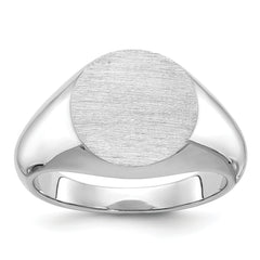 14k White Gold 16x14mm Men's Round Signet Ring