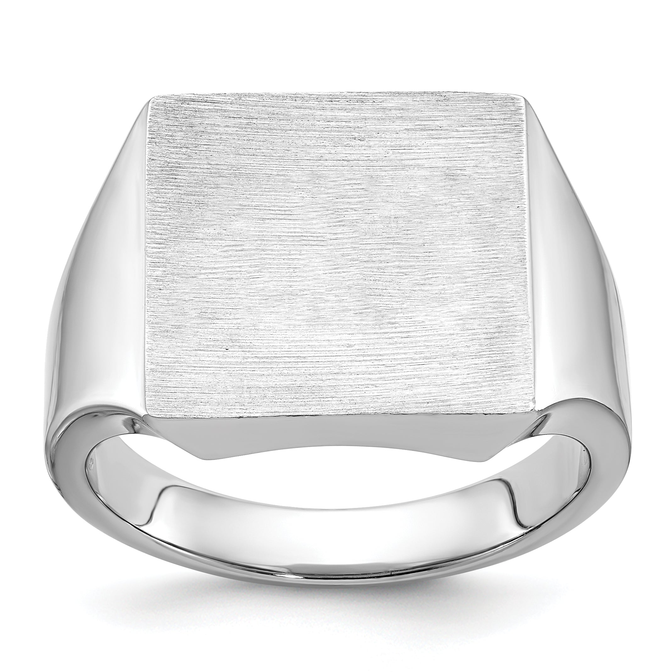 14k White Gold 16x16mm Men's Square Signet Ring