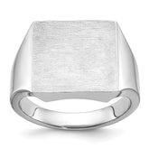 14k White Gold 16x16mm Men's Square Signet Ring