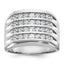 14k White Gold Mens Polished and Grooved 4-Row 1.6 Carat AA Quality Diamond Ring - Sophia Jewelers