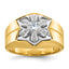 14k Two-tone Men's Polished and Grooved Star Ring Mounting, Mounting Only - Sophia Jewelers