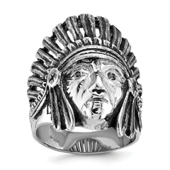 14k White Gold Men's Antiqued Diamond Native Headdress Ring Mounting (No Stones Included)