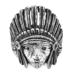 14kw Men's Antiqued Black Diamond Native Headdress Complete Ring