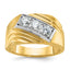14k Mens Polished and Grooved 3-Stone Ring Mounting, Mounting Only - Sophia Jewelers