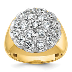 14k Two-tone Men's Polished Round 3 1/4 Carat Lab Grown Diamond Cluster Ring - Sophia Jewelers