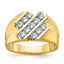 14k Mens Polished Satin and Grooved Ring Mounting, Mounting Only - Sophia Jewelers