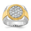 14k Two-Tone 1 1/6 carat Lab Grown Diamond VS/SI+ G+ Complete Ribbed Men's Cluster Ring