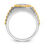 14k Two-tone Men's Polished Satin and Ribbed 1/2 Carat AA Quality Diamond Round Cluster Ring - Sophia Jewelers