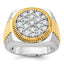 14k Two-tone Men's Polished Satin and Ribbed 2 1/8 Carat AA Quality Diamond Round Cluster Ring - Sophia Jewelers