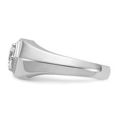 14k White Gold 1 carat Lab Grown Diamond VS/SI+ G+ Complete Polished and Beaded Men's Ring