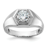 14k White Gold 1 carat Lab Grown Diamond VS/SI+ G+ Complete Polished and Beaded Men's Ring