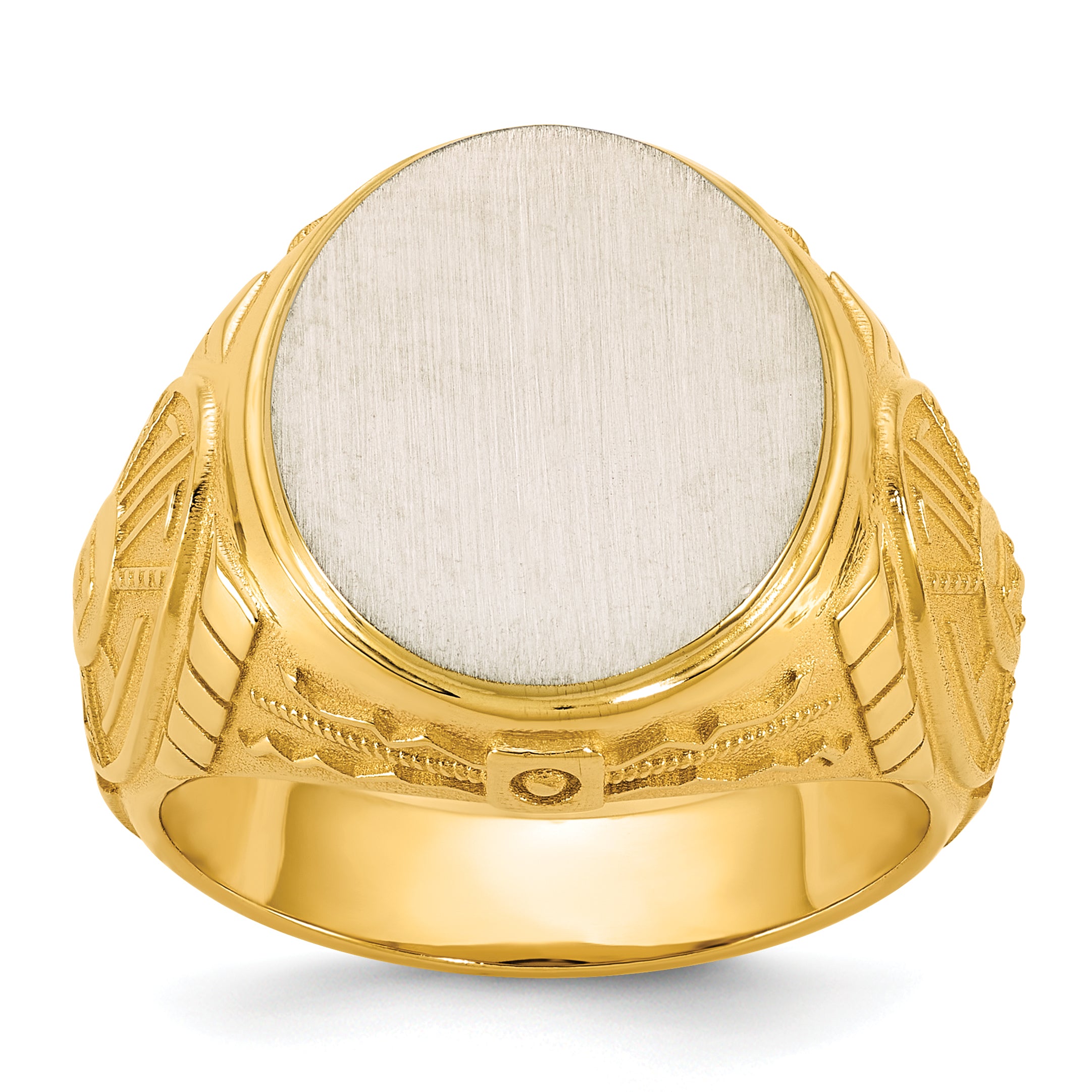 14k Two-Tone Engravable Round Signet ring